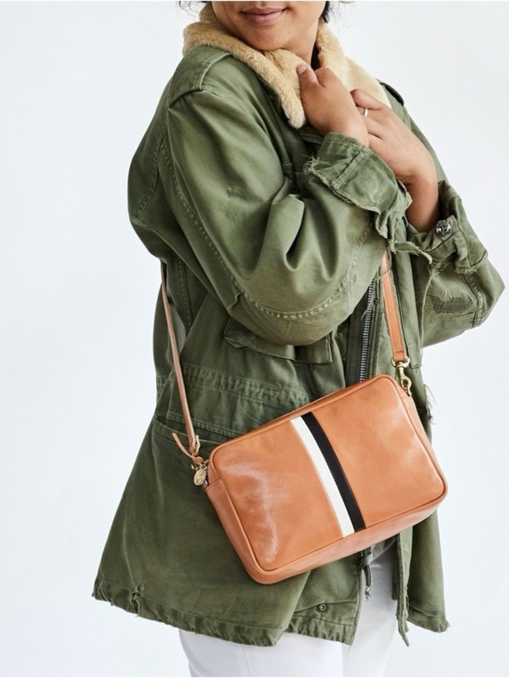 CLARE V. Marisol Crossbody - Rustic with Nappa Inlay Stripes